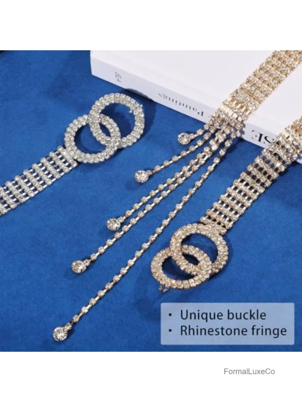 Crystal Rhinestone Belt Double O-Ring Waistband Fringe